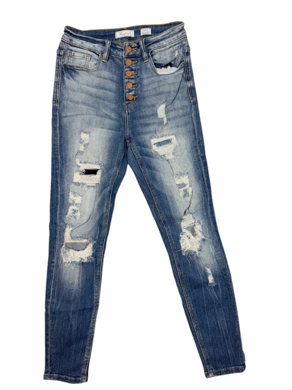 KanCan Kurvy Button Fly Distressed Jeans Women’s High Rise Skinny Denim Size 26